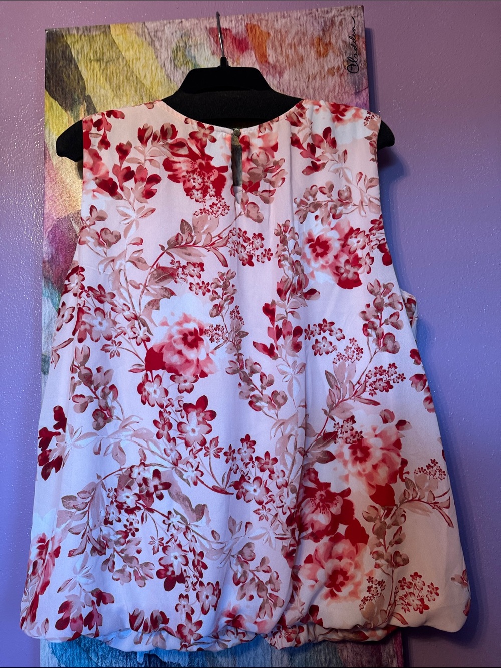 Liz Claiborne White and Pink Floral Pleated Sleeveless Top xl - Picture 5 of 5